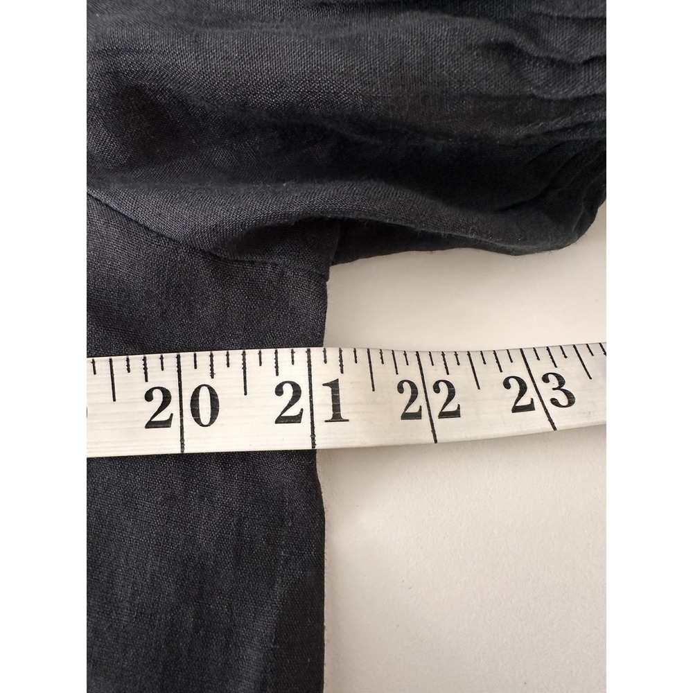 DÔEN Brigitta Lace Trim Top Womens Small Black Short Sleeve Ramie Coquette - Picture 9 of 13